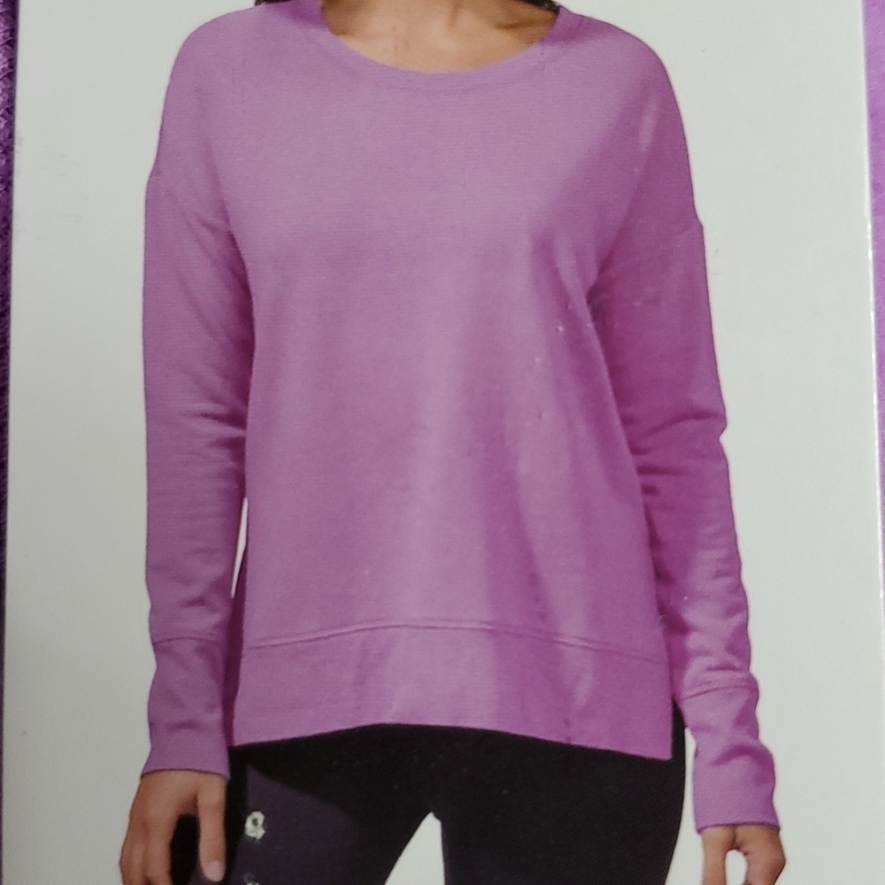 90 Degree by Reflex Luxe Side Slit Sweatshirt in Plumeria Purple Size XXL